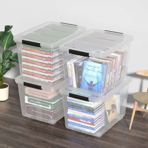 70 Quart Plastic Storage Box, Stackable Latching Bin with Lid & Wheels, 4-Packs - Picture 7 of 11