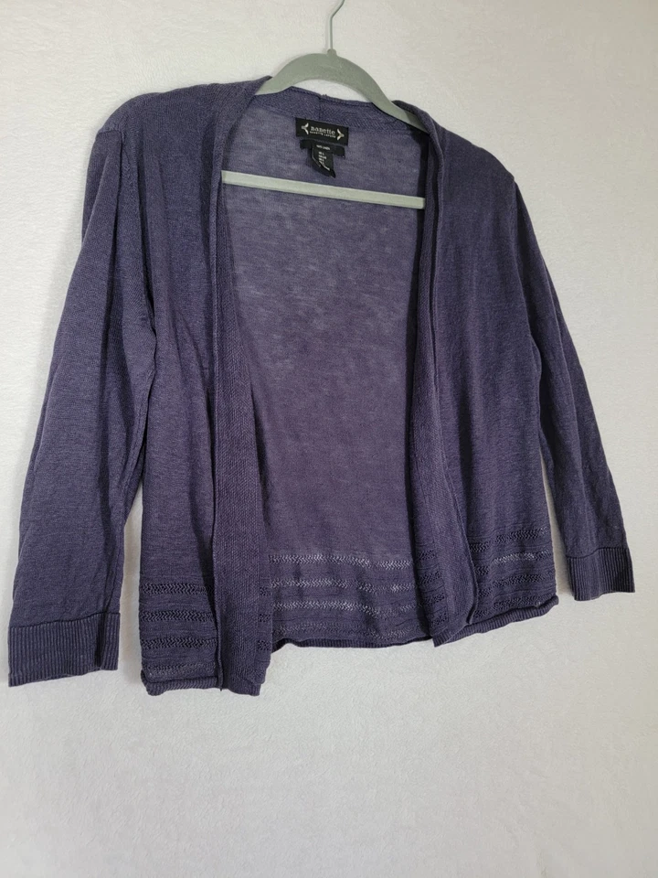 Cárdigan Suéter Nanette Lepore Mujer L 100% Lino Tejido Silencioso Lujo Preppy Foto 3 de 4