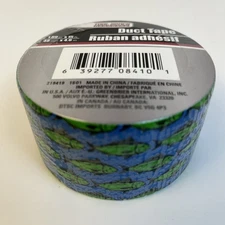 Tool Bench Craft Duct Tape Fish Print 1.89 In x 5 Yards Blue Green Crafting