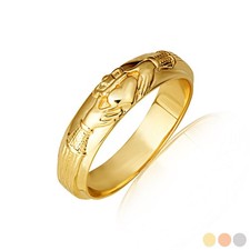 Gold Women's Irish Celtic Claddagh Heart Wedding Band Ring Yellow/Rose/White 