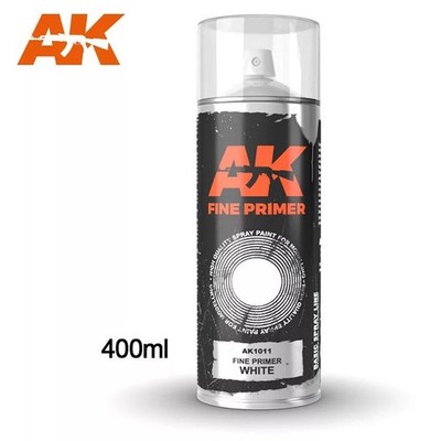 AK Interactive AK1011 - Fine Primer White - Spray 400Ml (Includes 2 Nozzles)