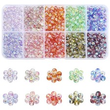 1200pcs Transparent Glass Faceted Round Ball Spacer Beads 4.5mm Random Beads DIY
