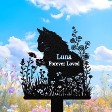 Personalized Cat Memorial Stake, Custom Cat Grave Marker, Pet Loss Gift