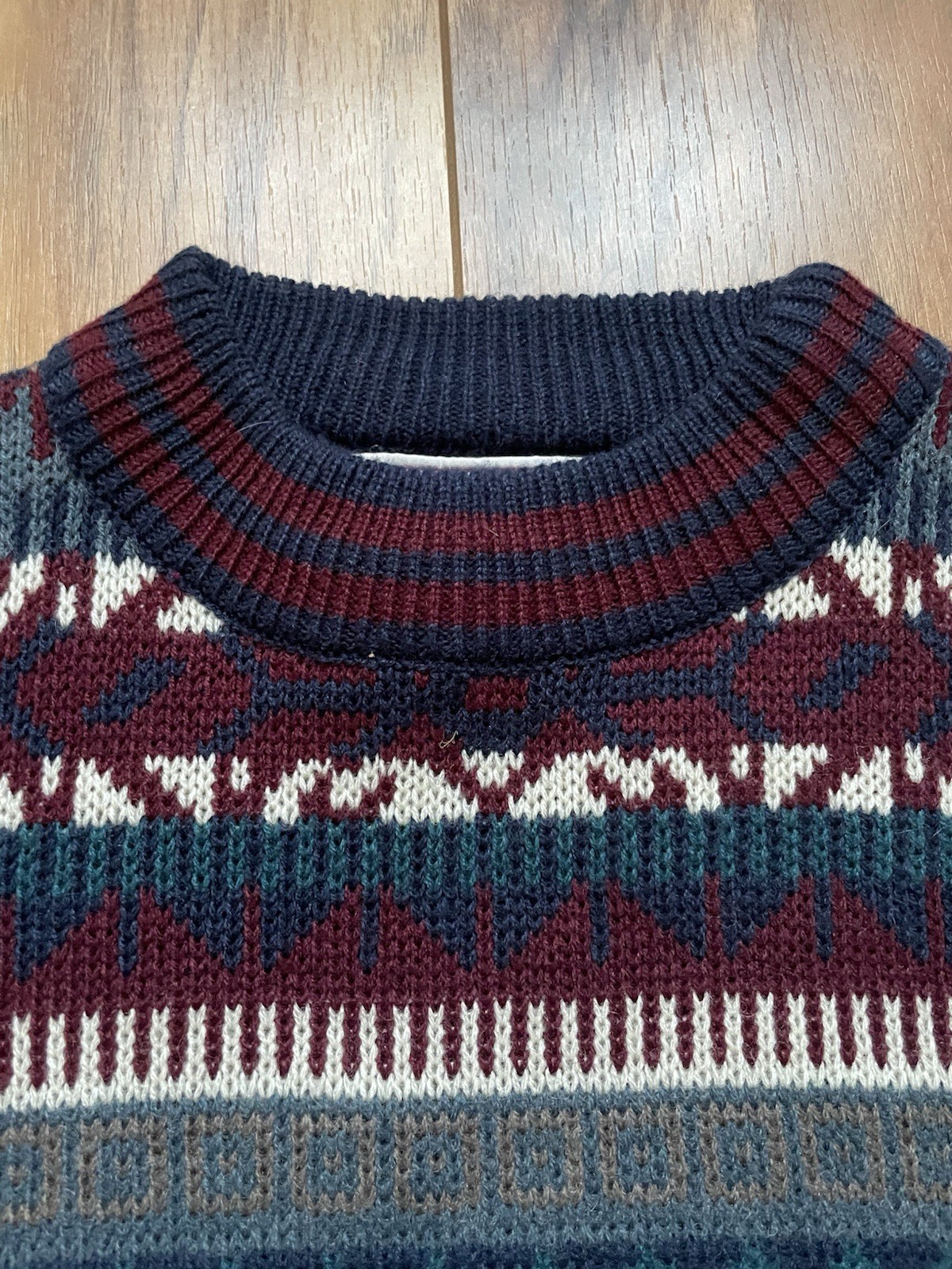 Men’s Vintage 90s Springfield Geometric Abstract Patterned Wool Blend Jumper M L image 2