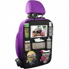 Backseat Car Organizer Mats Back Seat Organizers and Storage Bag with Touch S...