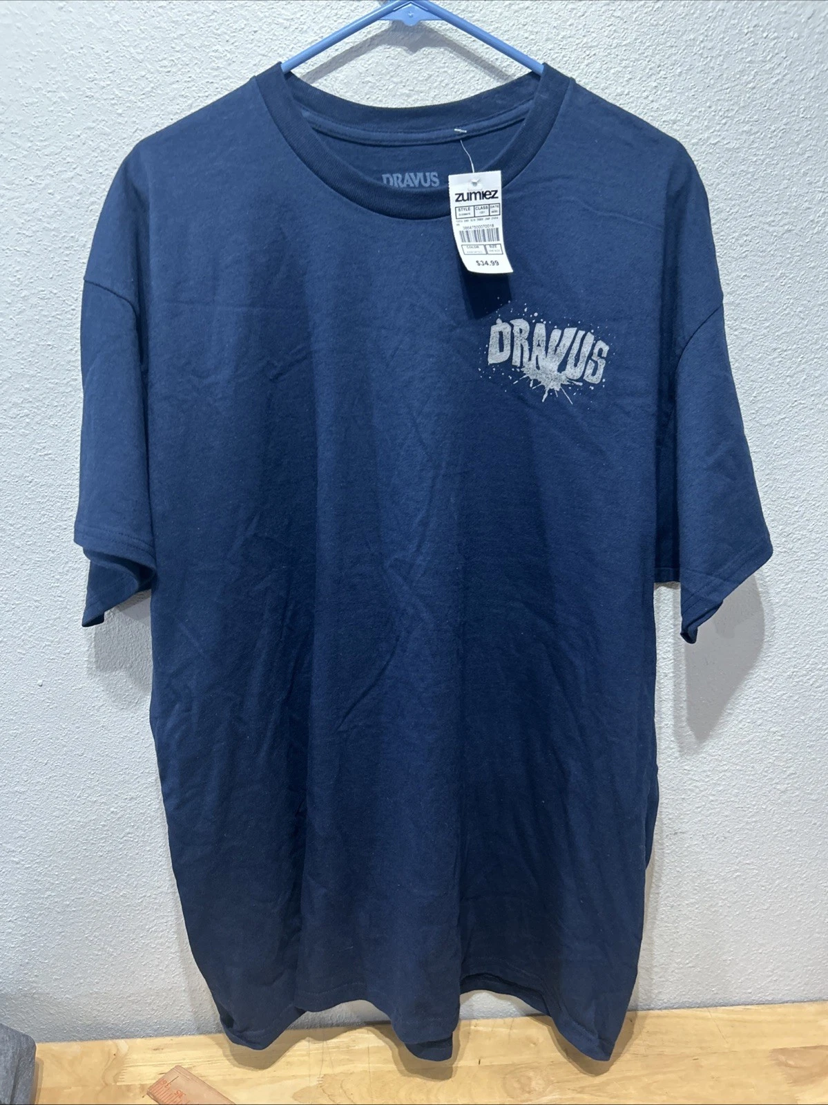 Dravus Short Sleeve Navy Blue Xl Boot Bleach Print 100% Cotton