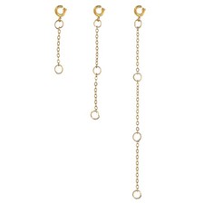 1.6/2.4/3.1 Inch Necklace Extender, 3 Pack Stainless Steel Extenders, Golden