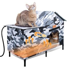 Lofkd Extra Large Heated Cat House for Outdoor Use Weatherproof,