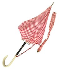 Vintage Carved White  Red Patterned Umbrella Hook Handle With Sleeve HS295