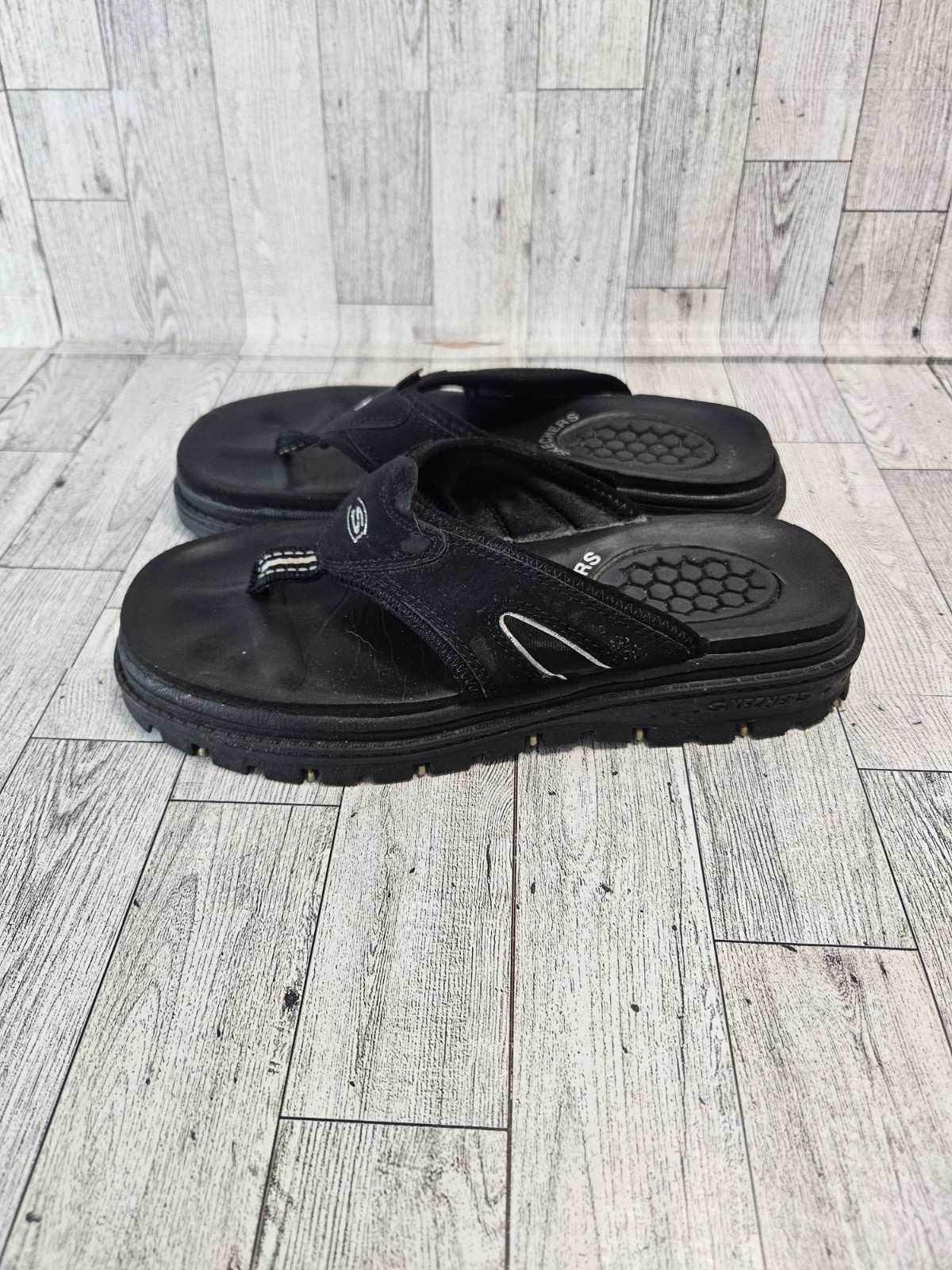 APL Y2K Skechers sandali donna 7 grossi infradito nero imbottito