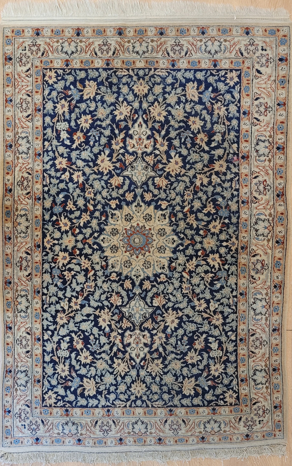 Nain Rug Fine Cork Wool Floral Medallion Design