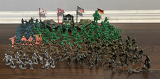 Lot of 169 Piece Plastic Mini Army Men 1" Inch  Vehicles And Flags 