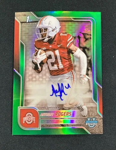2025 Bowman Chrome University Football Green Refractor Anthony Rogers #BCA-AR