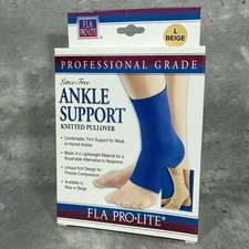 FLA Pro-Lite Latex Free Ankle Support Knitted Pullover Beige Size Large