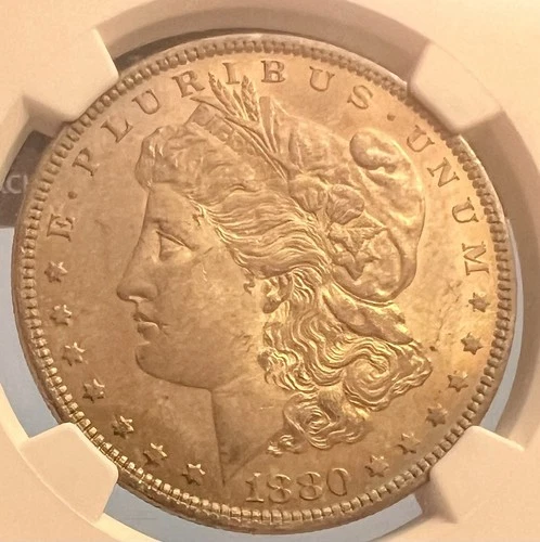 1880 P Morgan Silver Dollar $1 NGC Certified MS63 Beautiful Golden Toning