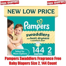 Pampers Swaddlers Fragrance Free Baby Diapers Size 2, 144 Count