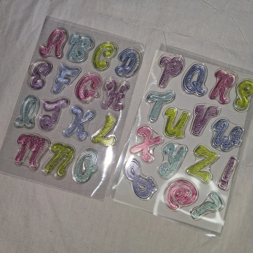 Bubbly Alphabet Acrylic Stamps Shimmer Iridescent Letters Crafting Scrapbooking - Image 3 of 4