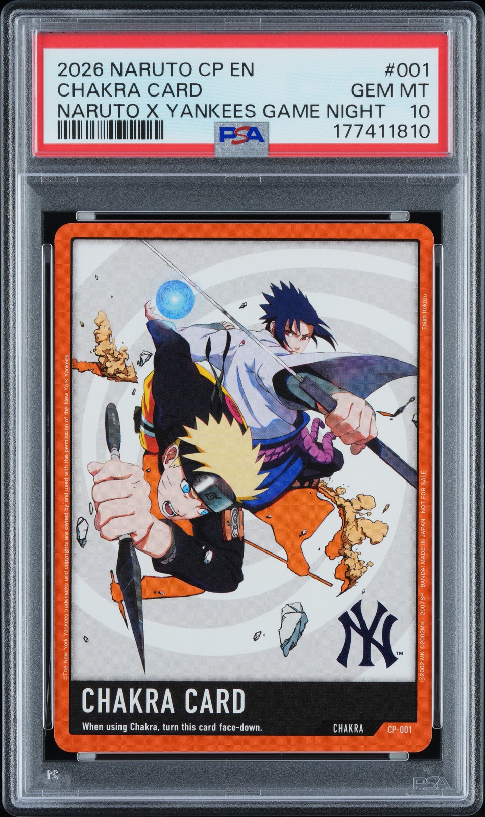 2026 NARUTO CP-CHAKRA PROMOS NARUTO X YANKEES GAME NIGHT #001 CHAKRA CARD PSA 10