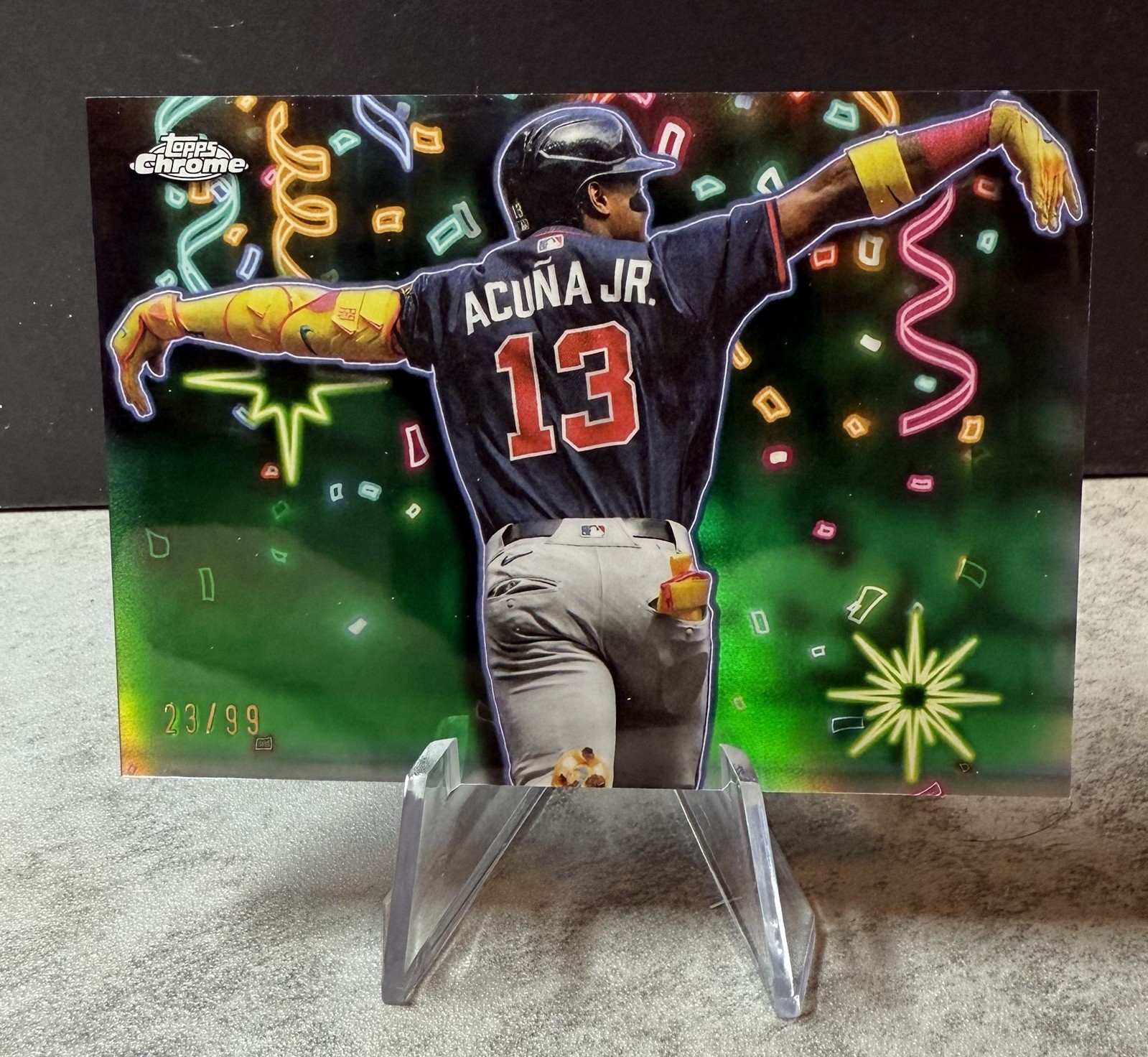 2025 Topps Chrome Update RONALD ACUNA JR. #CT-11 Celebracion Green #23/99
