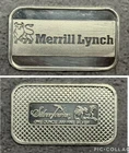 Merrill Lynch Silvertowne Reverse Silver .999 1 oz Bar Vintage Rare