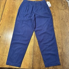 Vtg 80s 90s LizSport Blue Pleated Pants Chino Tapered Leg 14 Deadstock Preppy