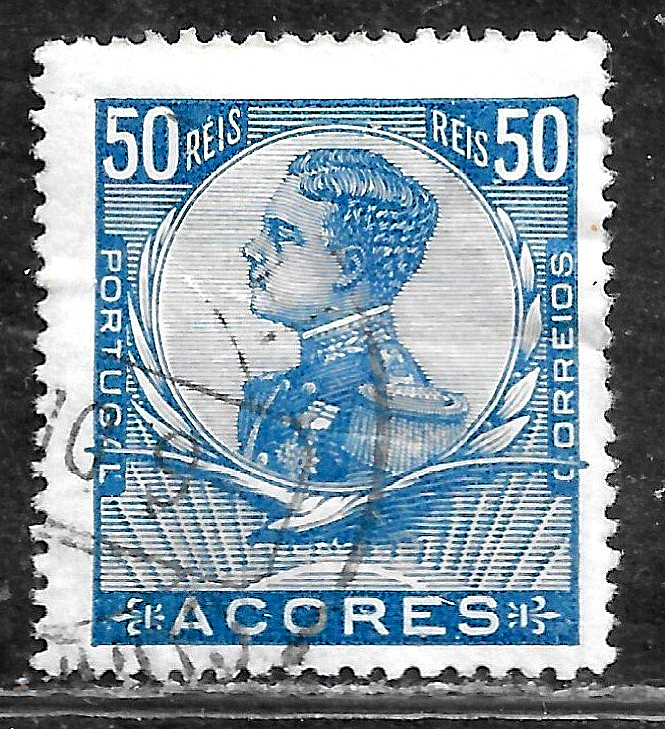HICK GIRL-  USED PORTUGAL-AZORES STAMP   SC#118  1910  KING MANUEL II   H354