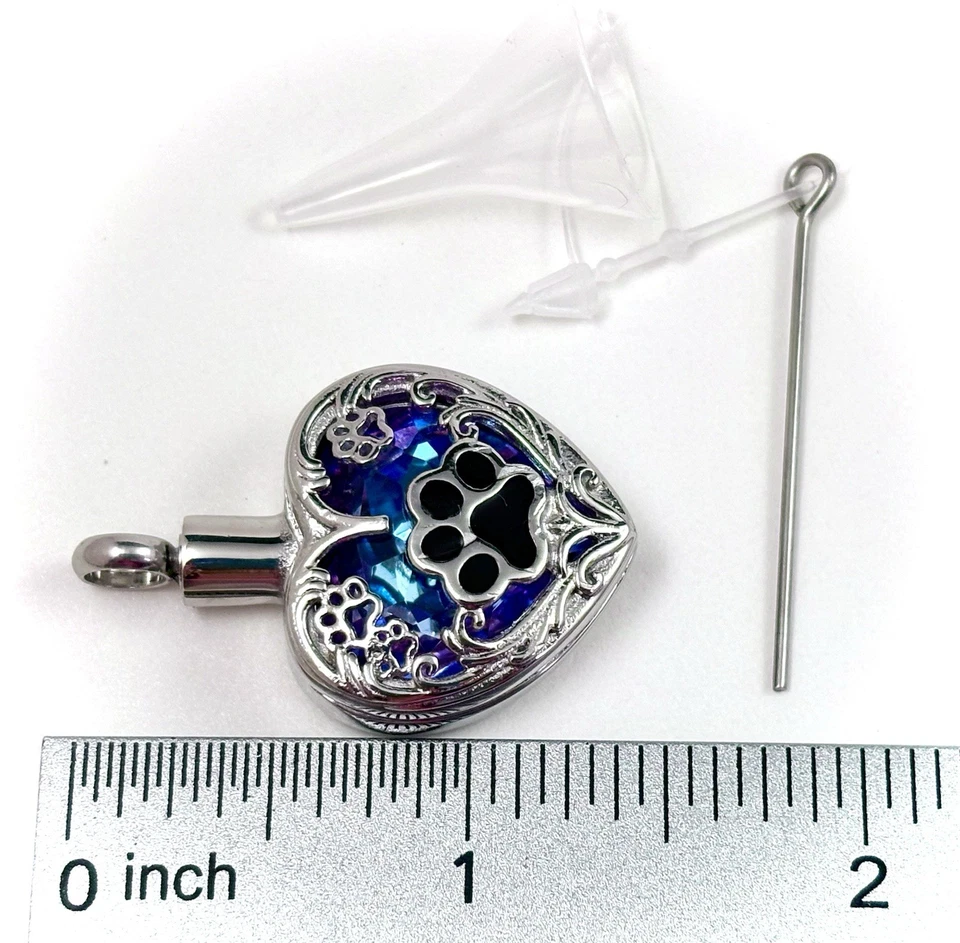 Llavero Urna Colgante Estampado Pata Cremación 1" para Ceniza Perro Gato Mascota Púrpura Foto 4 de 4