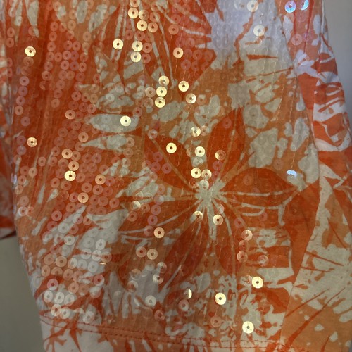 Ladies Ruby Rd. XL Orange Short Sleeve Sequined Blouse | eBay