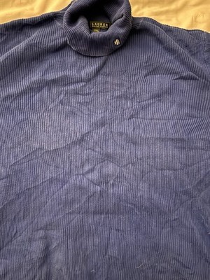 Lauren Ralph Lauren Damen Rollkragen blau gerippt Medium 100% Baumwolle