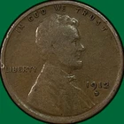 1912-D Lincoln Wheat Cent Fine F Coin, Rim Bumps #37491