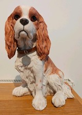 Vintage Large Barkers King Charles Spaniel Leather Collar Dog Hand painted 31 cm