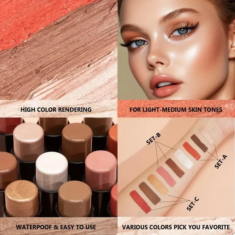 Waterproof 3 in 1 Blush, Contour and Highlighter Combination Set - Image 3 of 4