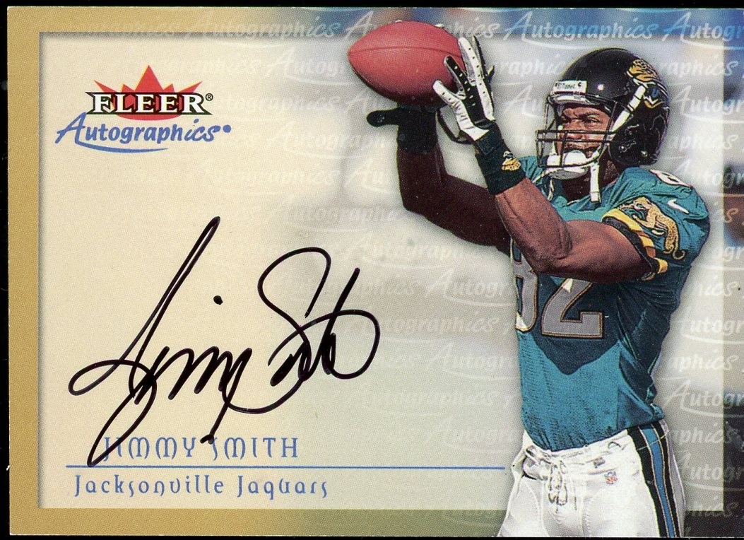 2000 Fleer Autographics Jimmy Smith On Card SP Auto Jacksonville Jaguars