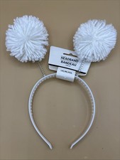 White Pom Pom Headbopper Fancy Dress Up Halloween Adult Costume Accessory