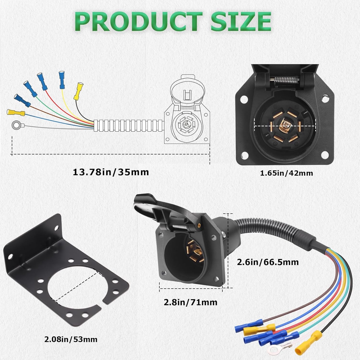 7 Pin Trailer Plug,7 Way RV Light Connector 7 Plug 