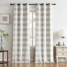 Buffalo Plaid Full Blackout Window Curtains 84 Inches Long Checkered Grommet ...