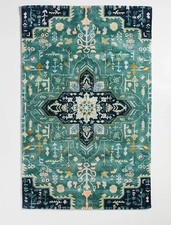 Hand Tufted Woolen Rug ANTHRO MARIBELLE TURQUOISE SILK Carpet for Living Room