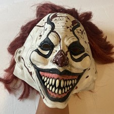 Máscara de Halloween Killer Scary Clown cabeza completa malvada boca grande adultos