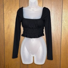 Forever 21 Top Women S Black Crop Boho Fairy Whimsigoth Coquette Y2K Festival