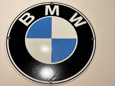 Vintage BMW 11.75" Metal Porcelain Enamel Garage Shop Sign