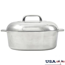 Cajun Oval Roaster Cast Aluminum Durable Oven Safe Cookware W/ Lid Roasting New