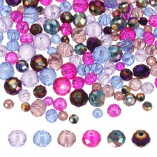 450Pcs 3 Size Faceted Rondelle Glass Beads Czech Spacers, Purple Tone