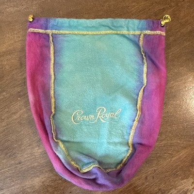 Tie Dyed Crown Royal Multi Color Gold Drawstring Advertising Distillery Bag