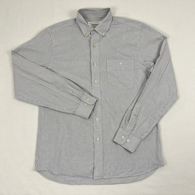 Guideboat Co Oxford Shirt Mens Medium Blue White Striped Beat Back Button Down