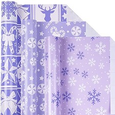 Christmas Wrapping Paper Mini Roll - Bell & Tree/Candy Light purple