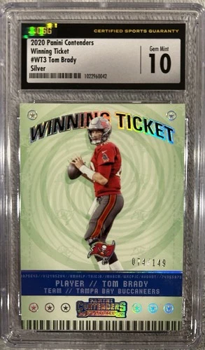 2020 Contenders Tom Brady Winning Ticket SILVER #d /149   PSA 10 Gem Mint  POP 3