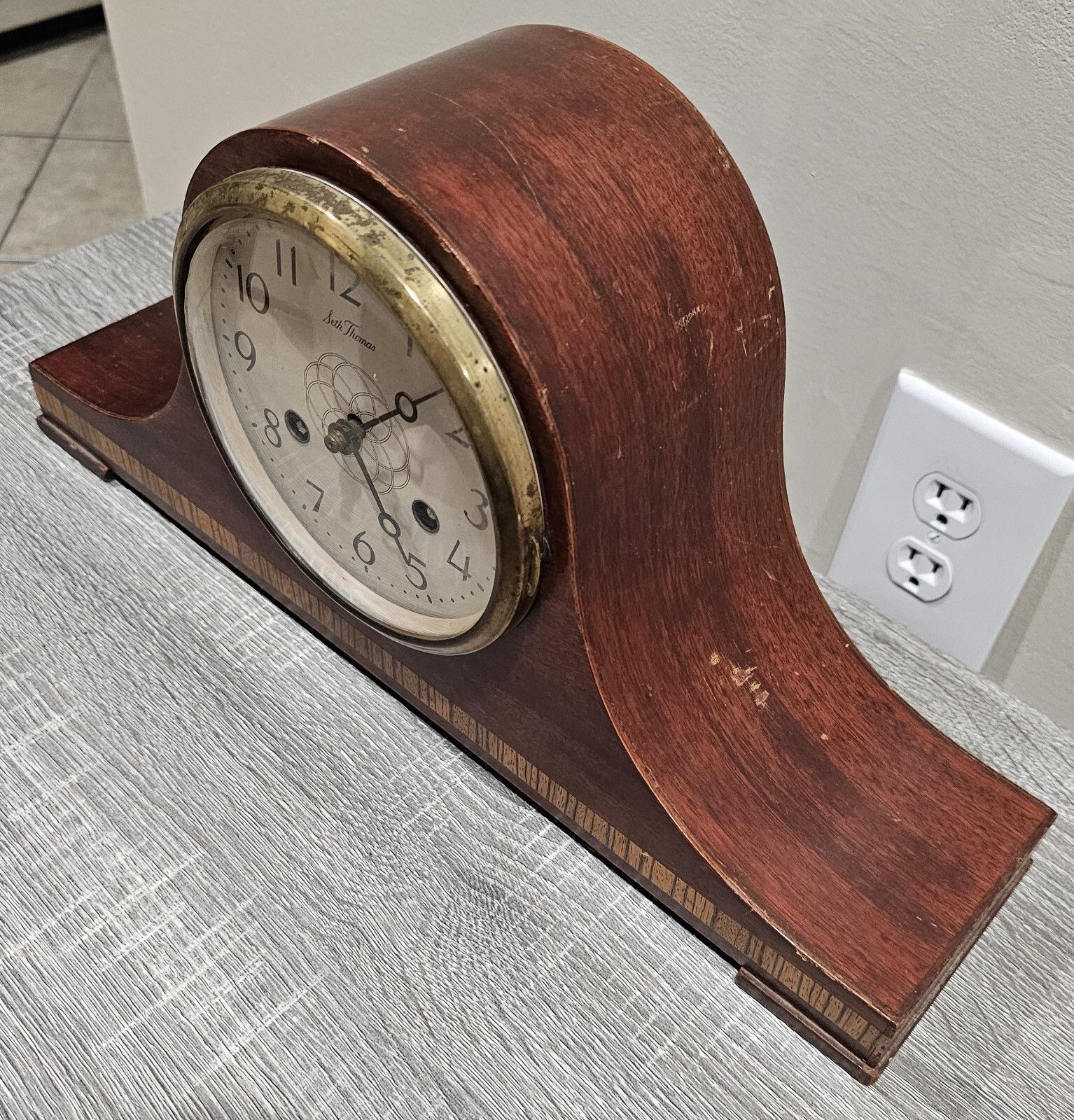 !KEEPS TIME, CHIME ISSUE! Seth Thomas Mantle Clock Lynton2W Movement