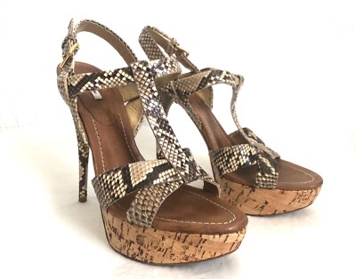 Prada Miu Miu Shoes Prada MIU MIU 38 Black Patent Open Toe Slingbacks Metal Wedge High  Heels