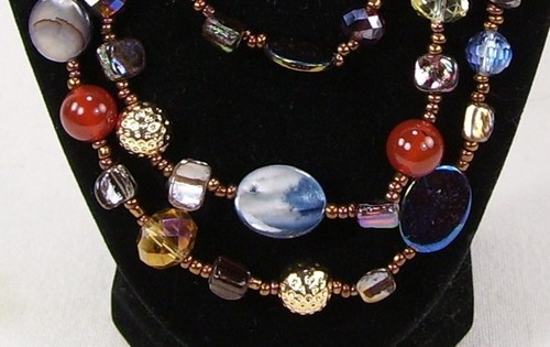 Trendy Multi-Colored Vintage Necklace with Various Stones and Beads - 21" - Picture 2 of 2