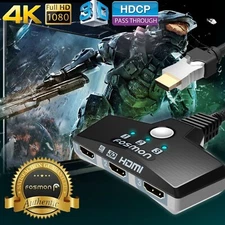 Fosmon 3x1 3 Port 4K 3D Ready HDCP HDTV Compact HDMI Switch Hub Adapter